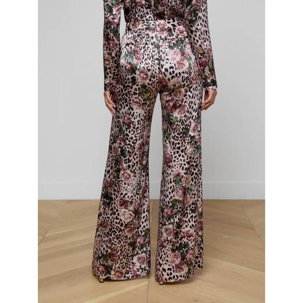 L'AGENCE Pilar Wide Leg Silk Pants in Cheetah Rose 6 - Picture 9 of 10